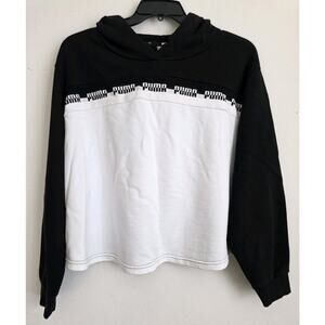 Puma Black/White Amplified Cropped Logo Hoodie 3xl
